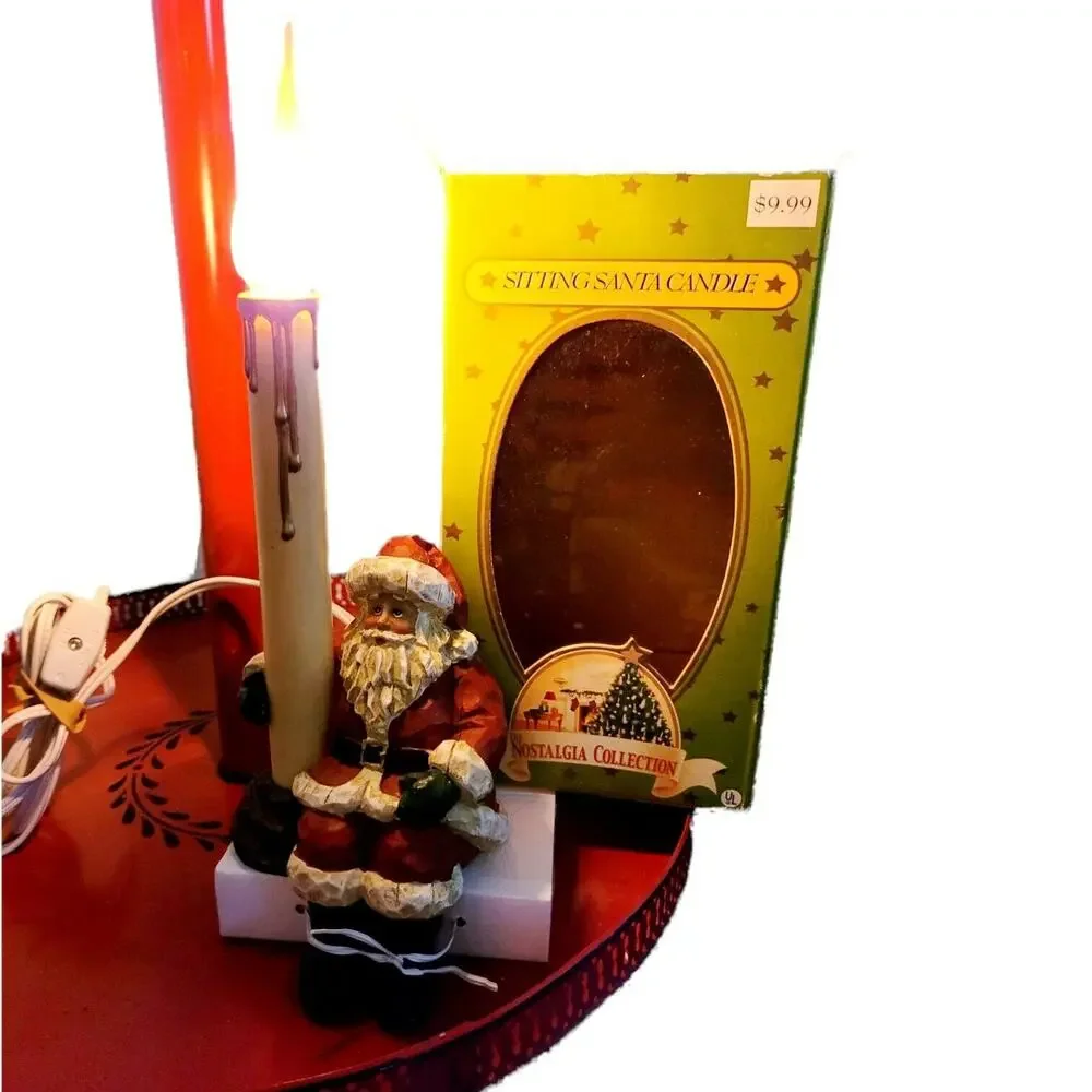 The Nostalgia Collection Sitting Santa Candle Resin Electronic Christmas Figure